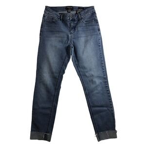 Kenneth Cole Jeans Women's Size 4 Denim Blue Jess Skinny Raw Hem Cuffed